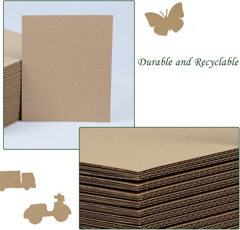 HESESOH 50 Pack Brown Corrugated Cardboard Sheets 8"L x 10"W, Flat Kraft Sheet for DIY Glass Divider Kits and Crafts Supplies - Image 3